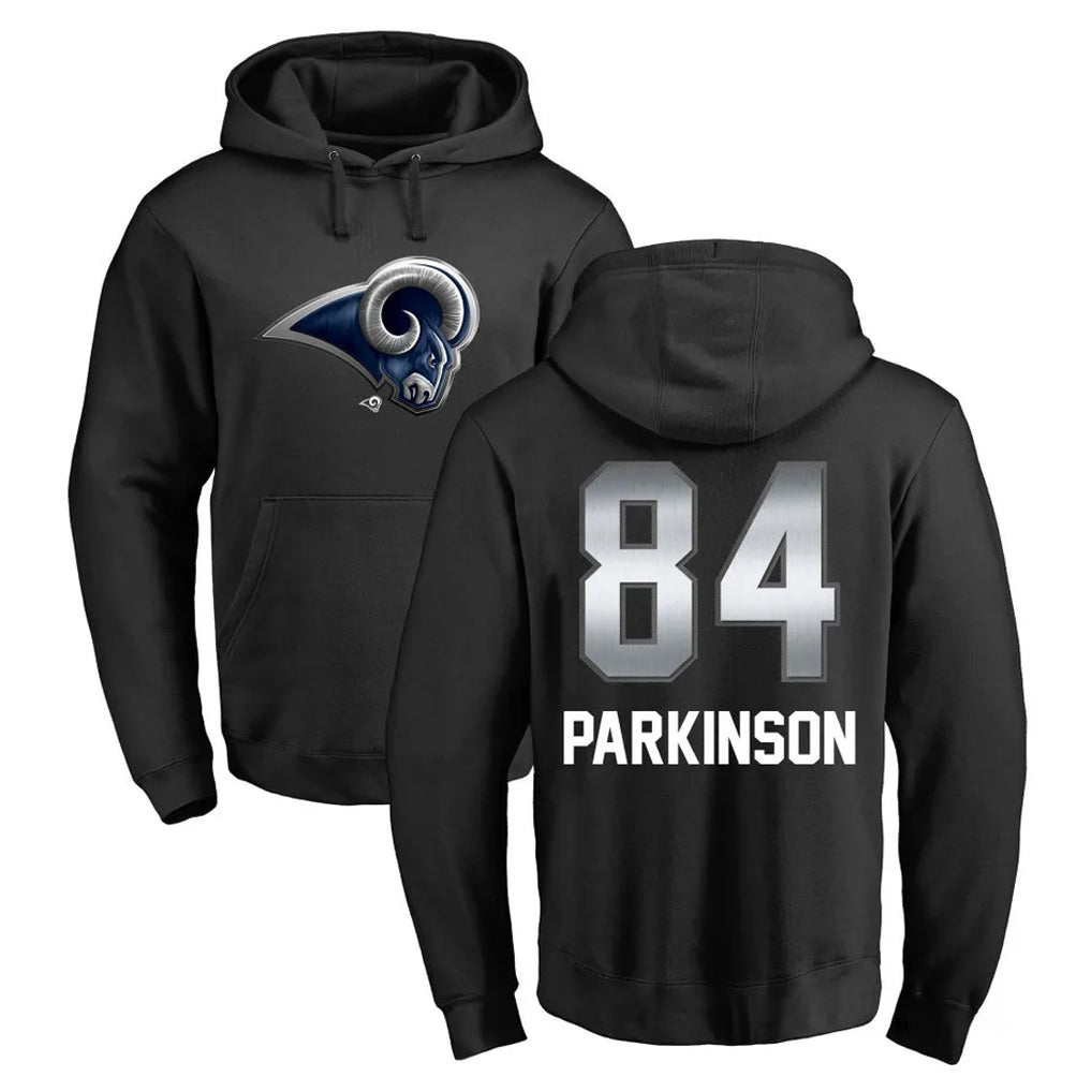 LA.Rams #84 Colby Parkinson Player Black Pullover Hoodie Limited Game BALCE Stitched Jerseys