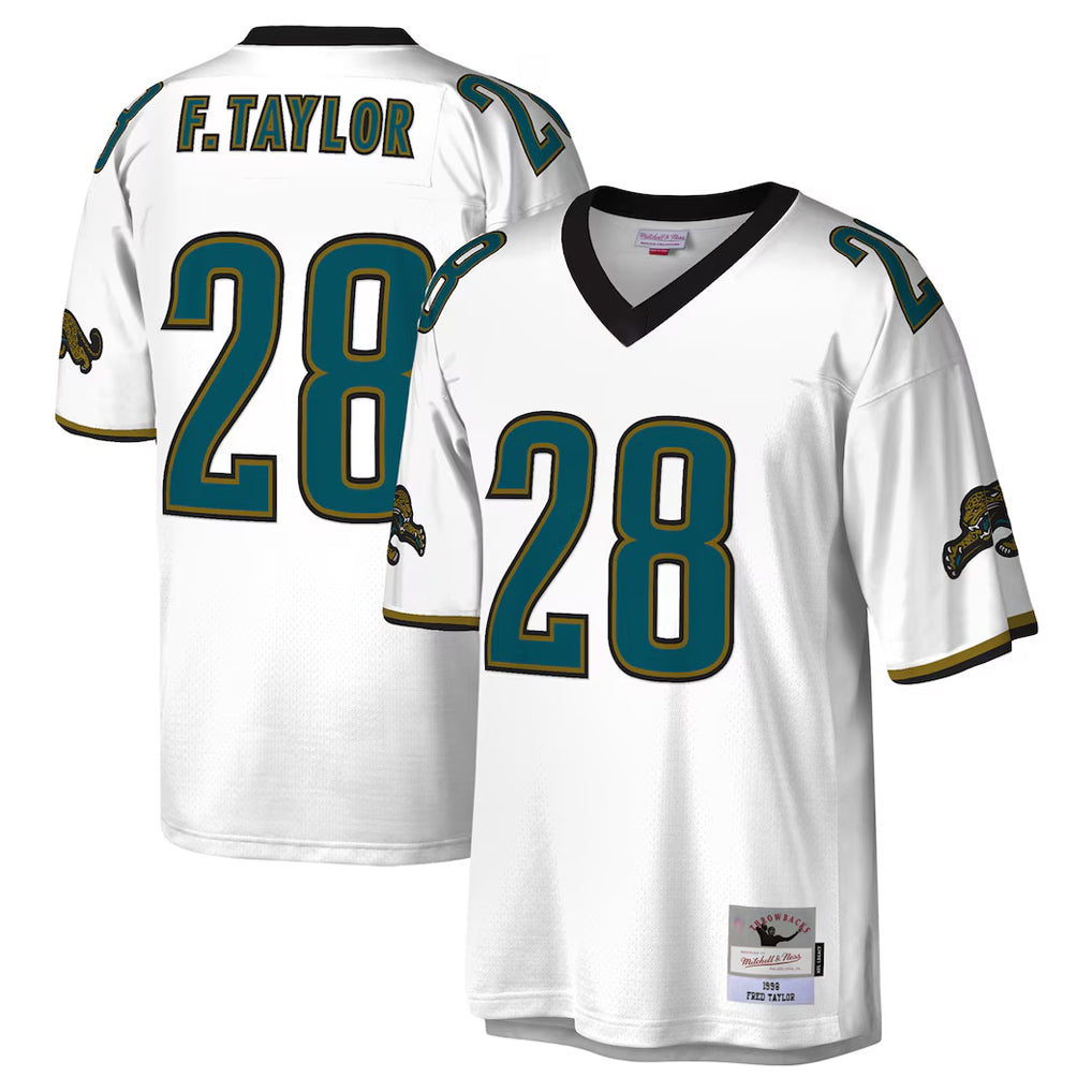 J.Jaguars #28 Fred Taylor?Player White Mitchell & Ness Legacy Home Game BALCE Stitched Jerseys