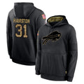 B.Bills #31 Maxwell Hairston Player Black Salute to Service Hoodies Hame BALCE Stitched Jerseys