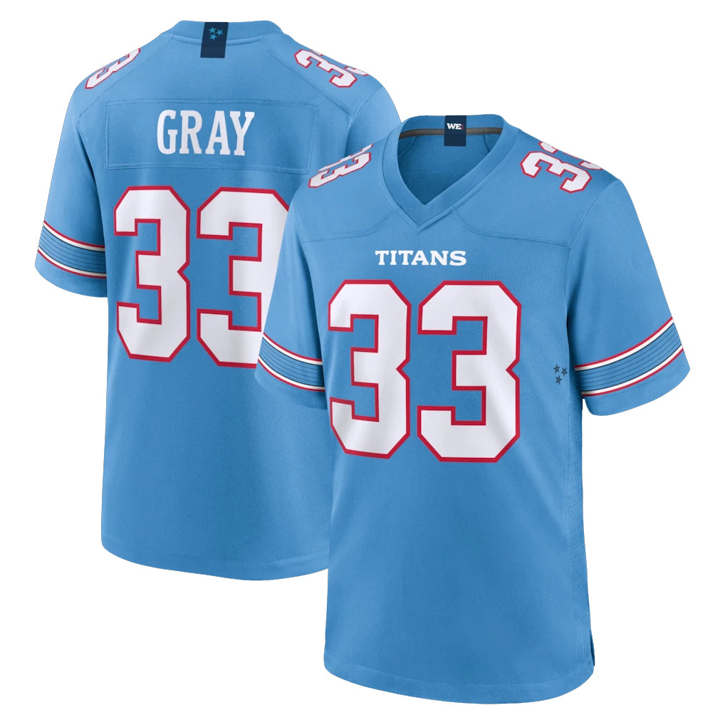T.Titans #33 Cedric Gray Player Light Blue 2026 Game Home BALCE Stitched Jerseys