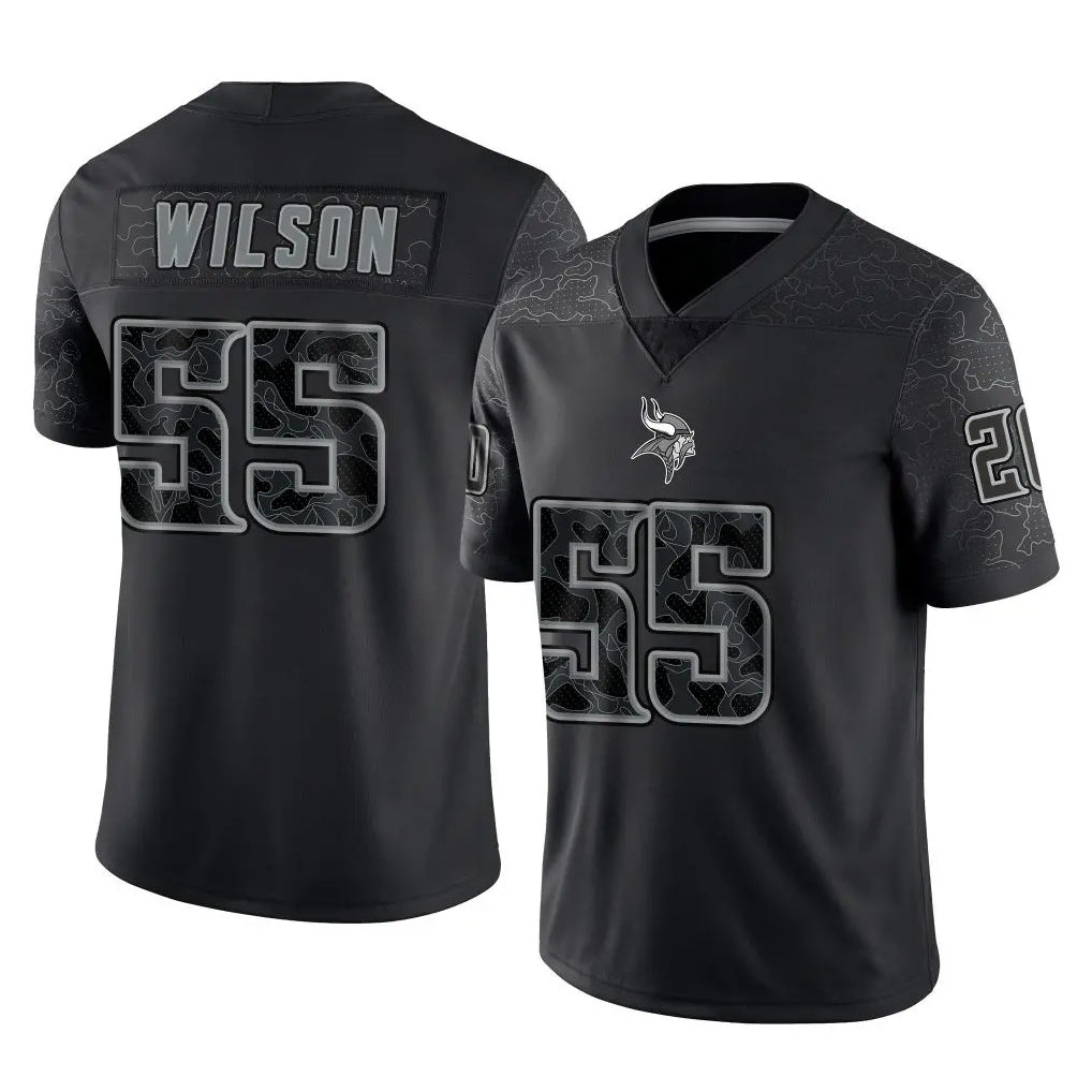 M.Vikings #55 Eric Wilson Player Black Reflective LImited Home Game BALCE Stitched Jerseys