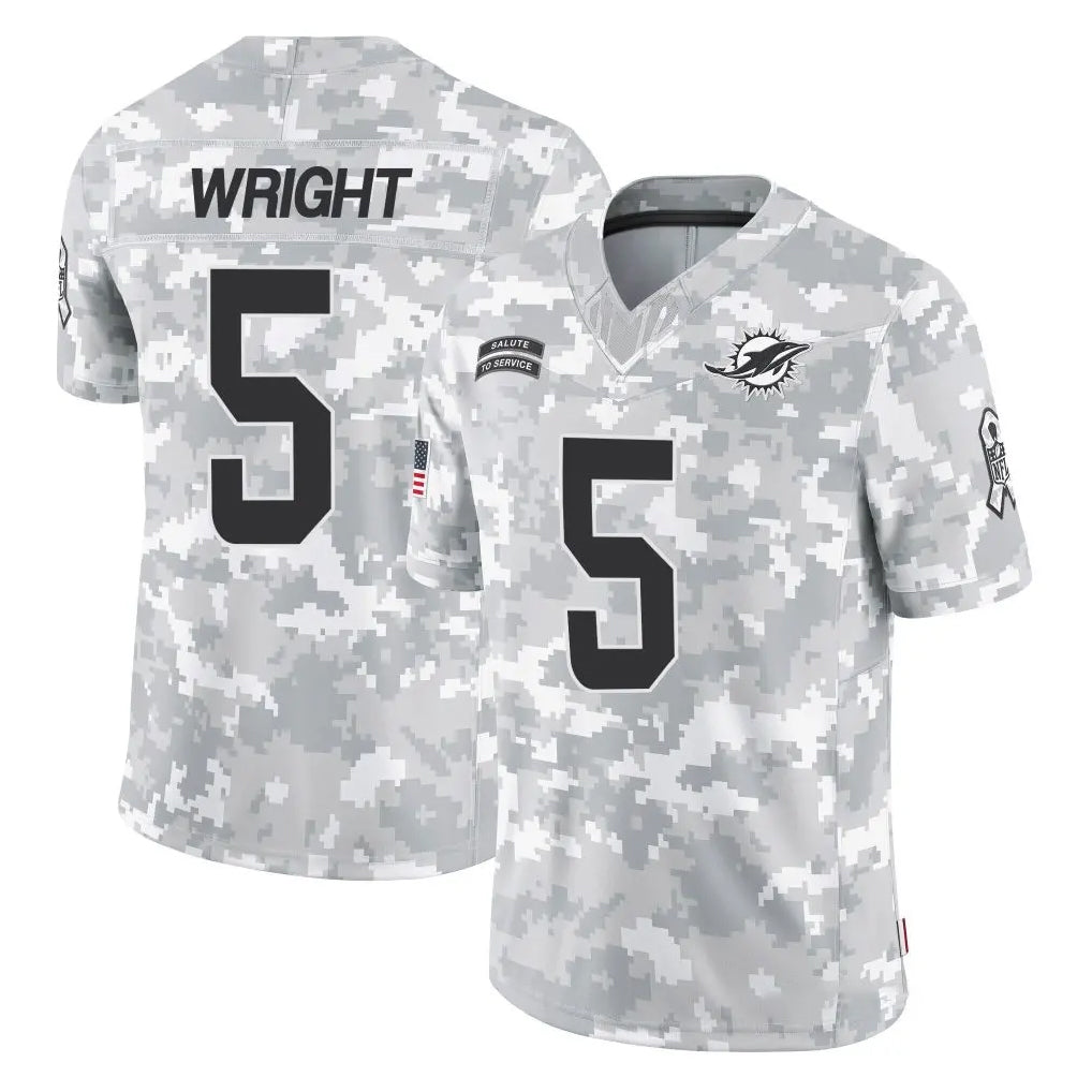 M.Dolphins #5 Jaylen Wright Player Arctic Camo Salute To Service Limited Game BALCE Stitched Jerseys