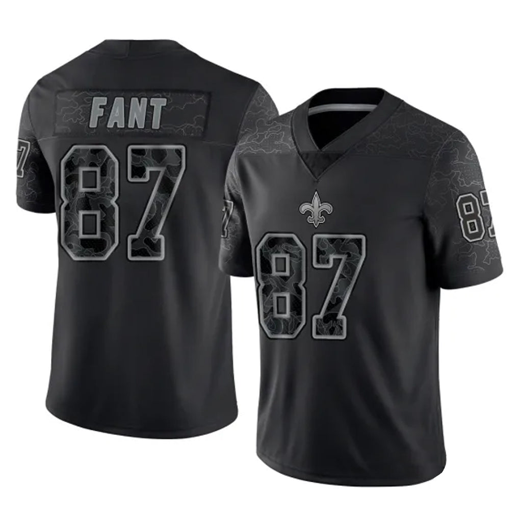 NO.Saints #87 Noah Fant Player Black Limited Reflective Home Game BALCE Stitched Jerseys