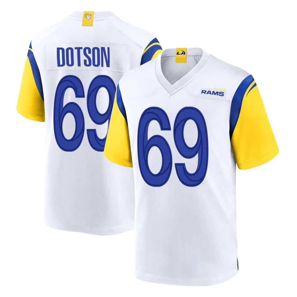 LA.Rams #69 Kevin Dotson Player White Home Game BALCE Stitched Jerseys