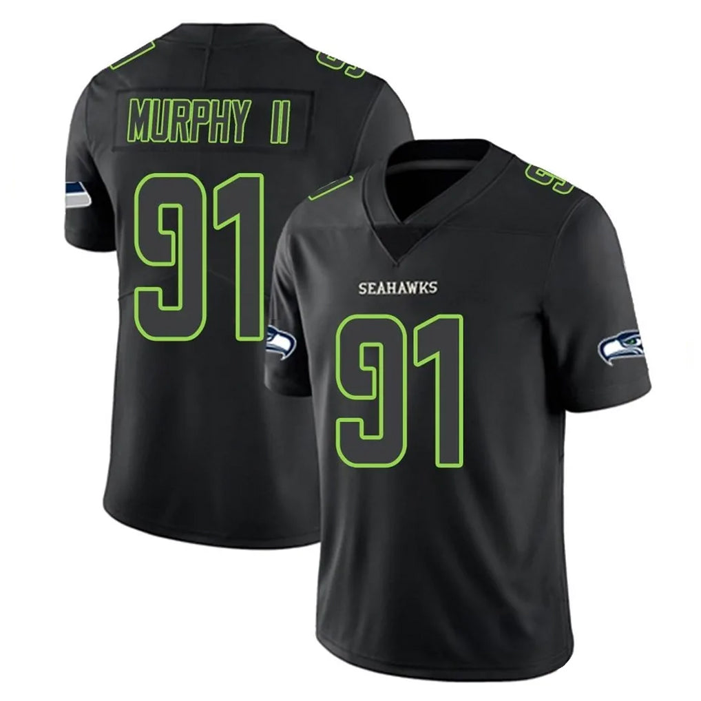 S.Seahawks #91 Byron Murphy II Player Black Impact Limited Home Game BALCE Stitched Jerseys
