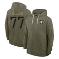 LA.Rams #77 Alaric Jackson Player Olive Salute to Service Pullover Hoodies Limited BALCE Stitched Jerseys