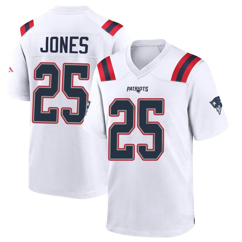 NE.Patriots #25 Marcus Jones Player White Home Game BALCE Stitched Jerseys