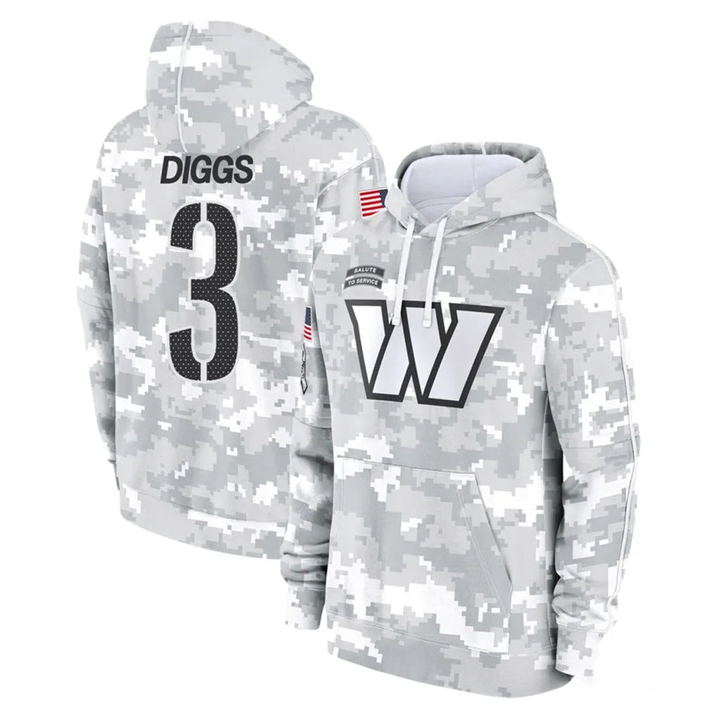 W.Commanders #3 Stefon Diggs Player Arctic Camo Limited Salute to Service Pullover Hoodies Game BALCE Stitched Jerseys
