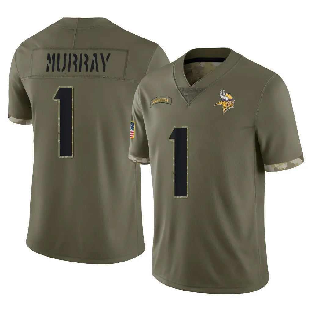 M.Vikings #1 Kyler Murray Player Olive Salute To Service Limited BALCE Stitched Jerseys