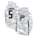A.Falcons #5 Drake London Player Camo Arctic Salute to Service Hoodies Limited BALCE Stitched Jerseys