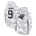 C.Panthers #9 Bryce Young Player Arctic Camo Salute to Service Pullover Hoodies Limited Game BALCE Stitched Jerseys