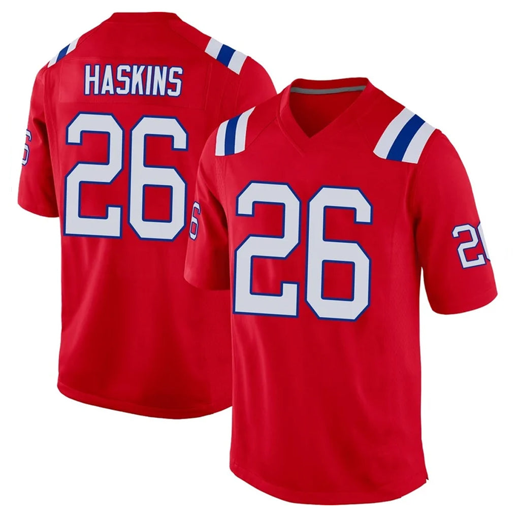 NE.Patriots #26 Hassan Haskins Player Red Home Game BALCE Stitched Jerseys