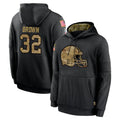 C.Browns #32 Jim Brown Player Black Salute to Service Pullover Hoodies Limited BALCE Stitched Jerseys