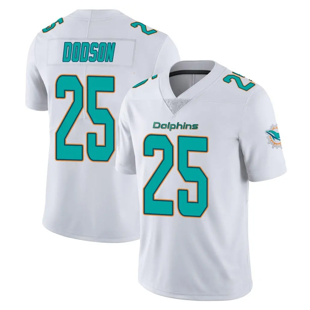 M.Dolphins #25 Tyrel Dodson Player White Limited Vapor Untouchable Home Game BALCE Stitched Jerseys