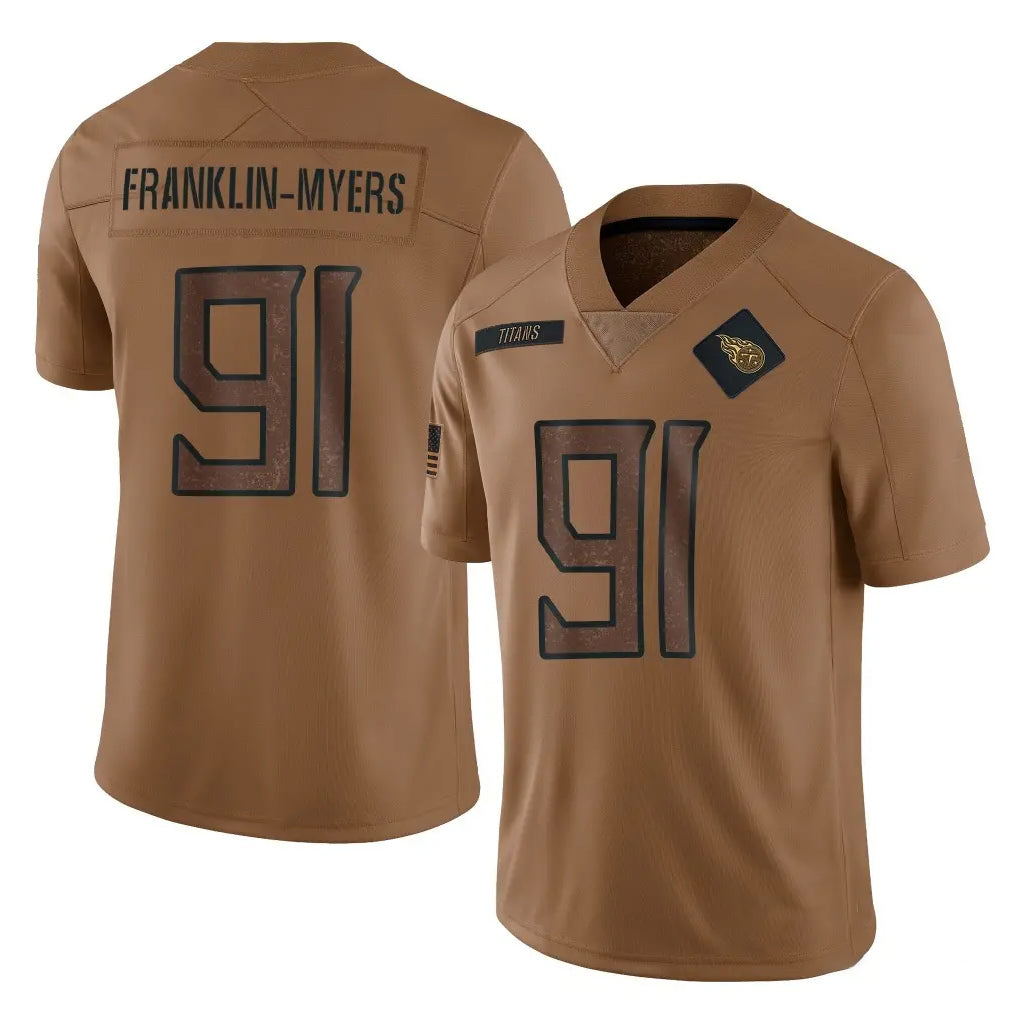 T.Titans #91 John Franklin-Myers Player Brown Limited Salute to Service Home Game BALCE Stitched Jerseys