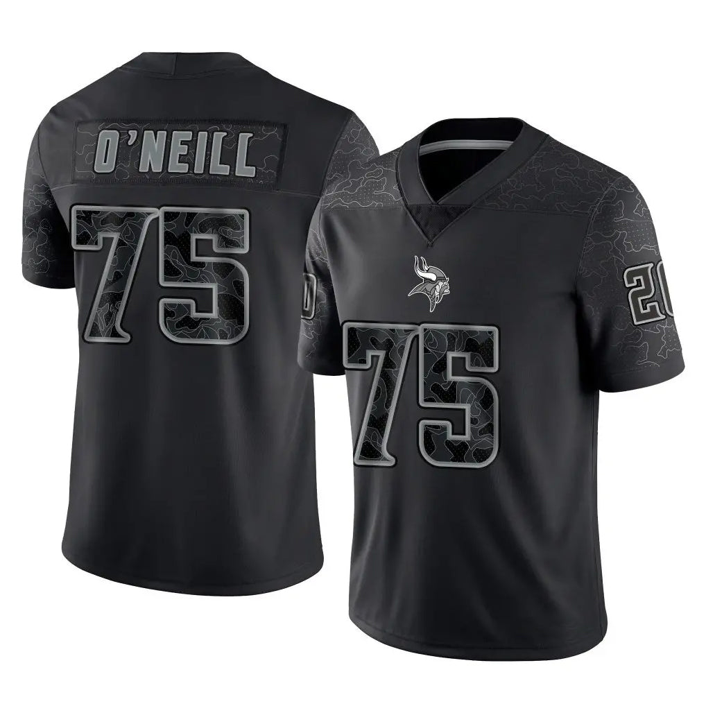 M.Vikings #75 Brian O'Neill Player Black Reflective LImited Home Game BALCE Stitched Jerseys