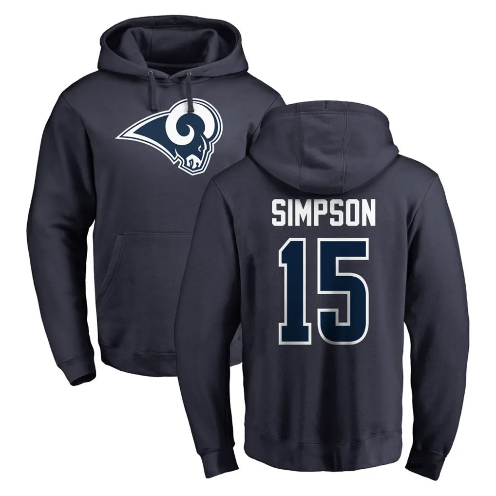 LA.Rams #15 Ty Simpson Player Navy Pullover Hoodie Limited Game BALCE Stitched Jerseys