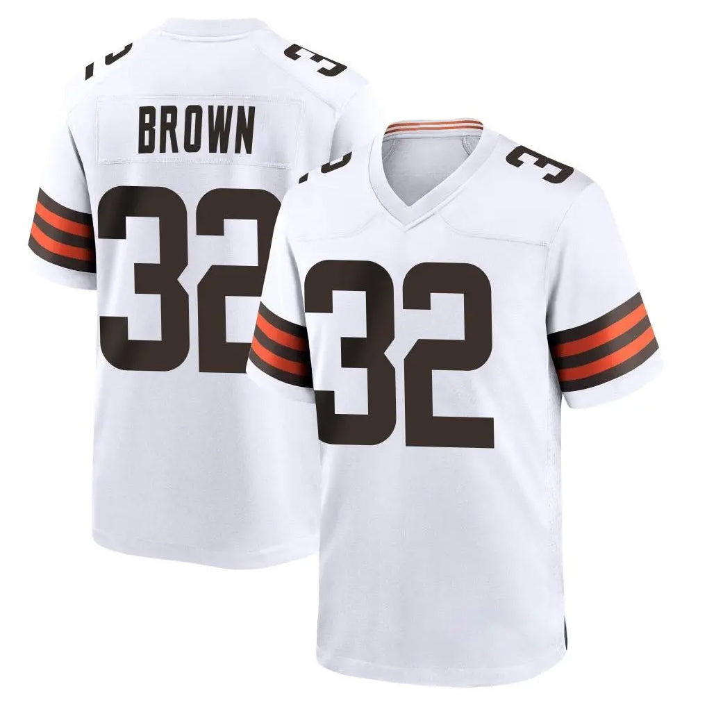 C.Browns #32 Jim Brown Player White Home Game BALCE Stitched Jerseys