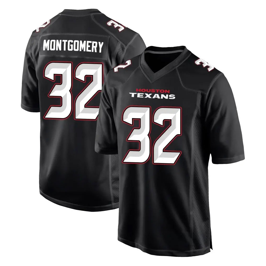 H.Texans #32 David Montgomery Player Carbon Black Fashion Home Game BALCE Stitched Jerseys