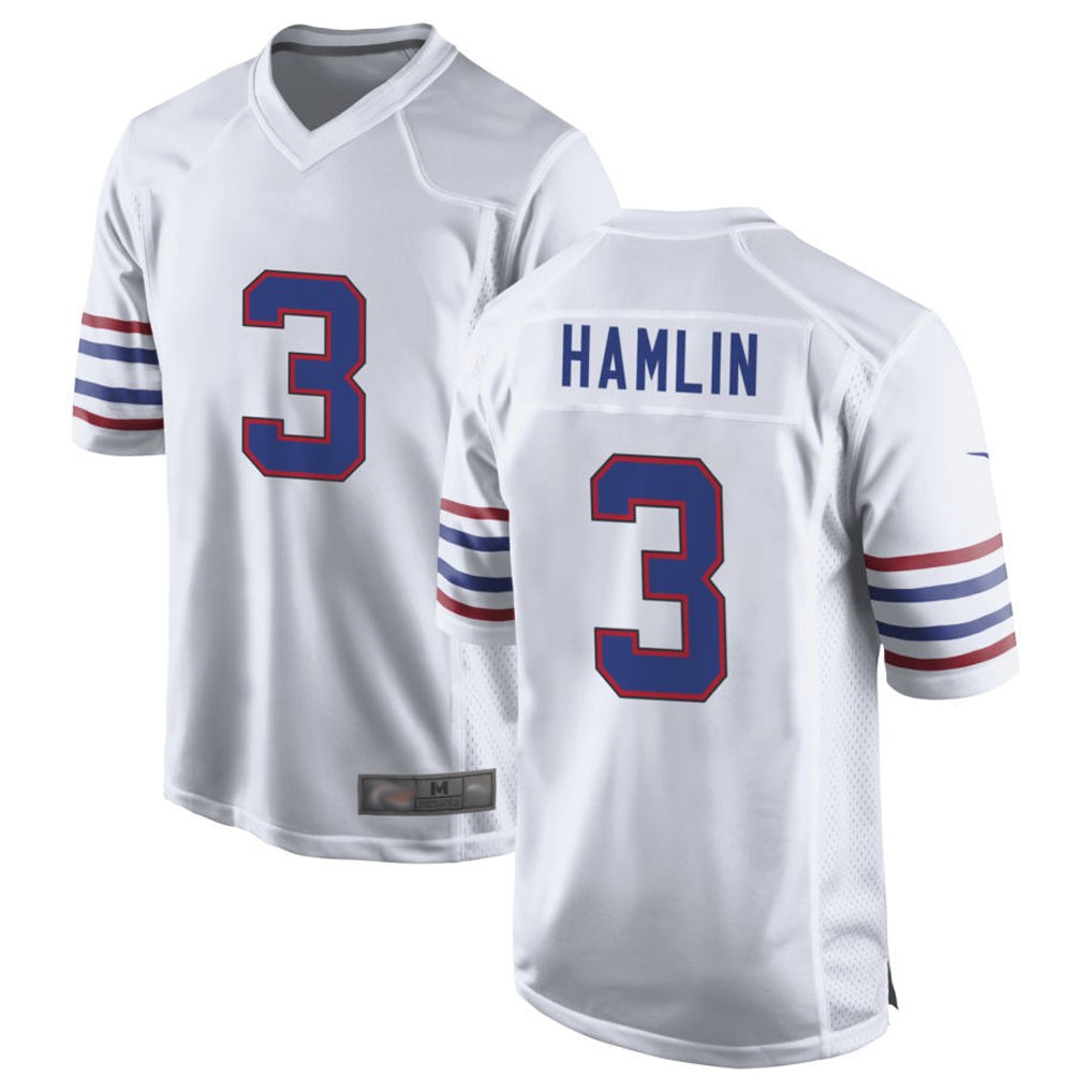 B.Bills #3 Damar Hamlin Player White Alternate Game BALCE Stitched Jerseys