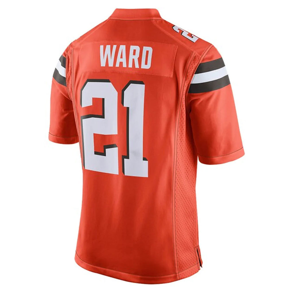 C.Browns #21 Denzel Ward Player Orange Vapor Limited Home Game BALCE Stitched Jerseys