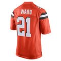 C.Browns #21 Denzel Ward Player Orange Vapor Limited Home Game BALCE Stitched Jerseys