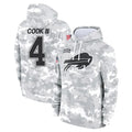 B.Bills #4 James Cook III Player Arctic Camo Salute to Service Hoodies Game BALCE Stitched Jerseys