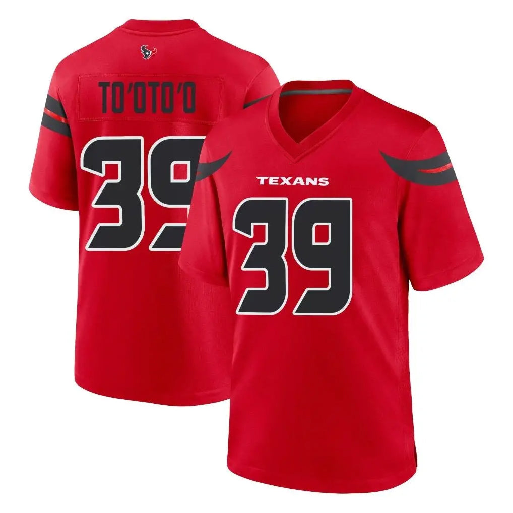 H.Texans #39 Henry To'oTo'o Player Red Alternate Home Game BALCE Stitched Jerseys