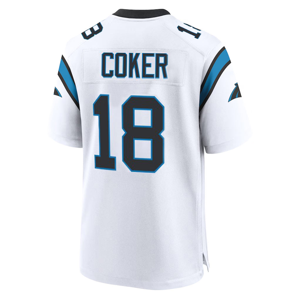 C.Panthers #18 Jalen Coker Player White Home Game BALCE Stitched Jerseys