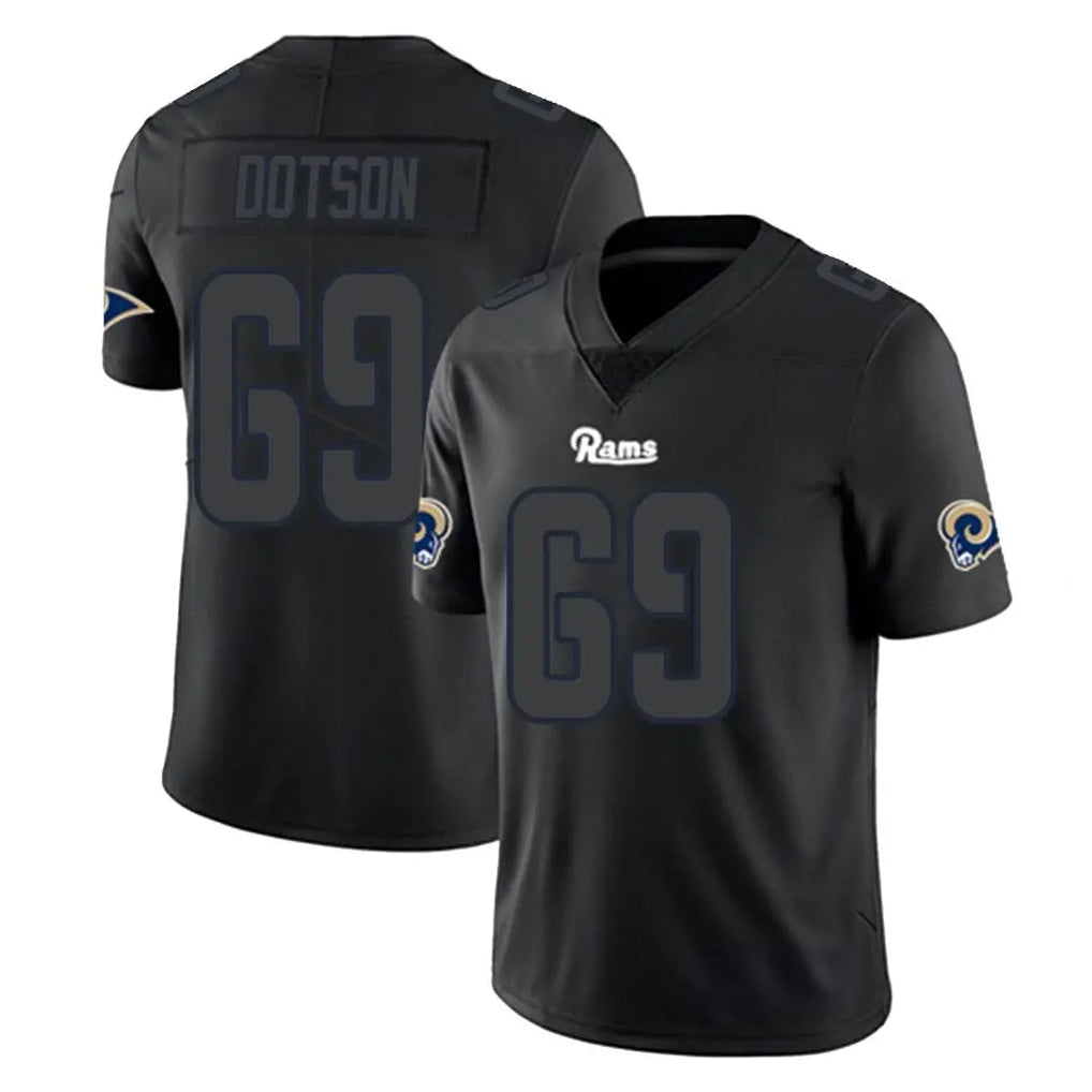 LA.Rams #69 Kevin Dotson Player Black Impact Limited Home Game BALCE Stitched Jerseys