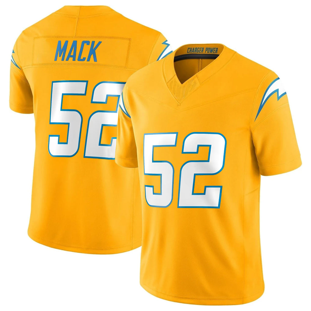 LA.Chargers #52 Khalil Mack Player Gold Limited Vapor F.U.S.E. Home Game BALCE Stitched Jerseys