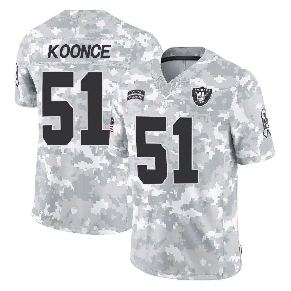 LV.Raiders #51 Malcolm Koonce Player Arctic Camo Salute To Service Limited Game BALCE Stitched Jerseys