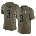 LA.Rams #3 Kam Curl Player Olive Salute To Service Limited BALCE Stitched Jerseys