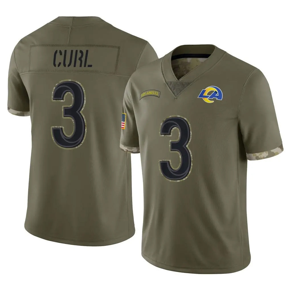 LA.Rams #3 Kam Curl Player Olive Salute To Service Limited BALCE Stitched Jerseys