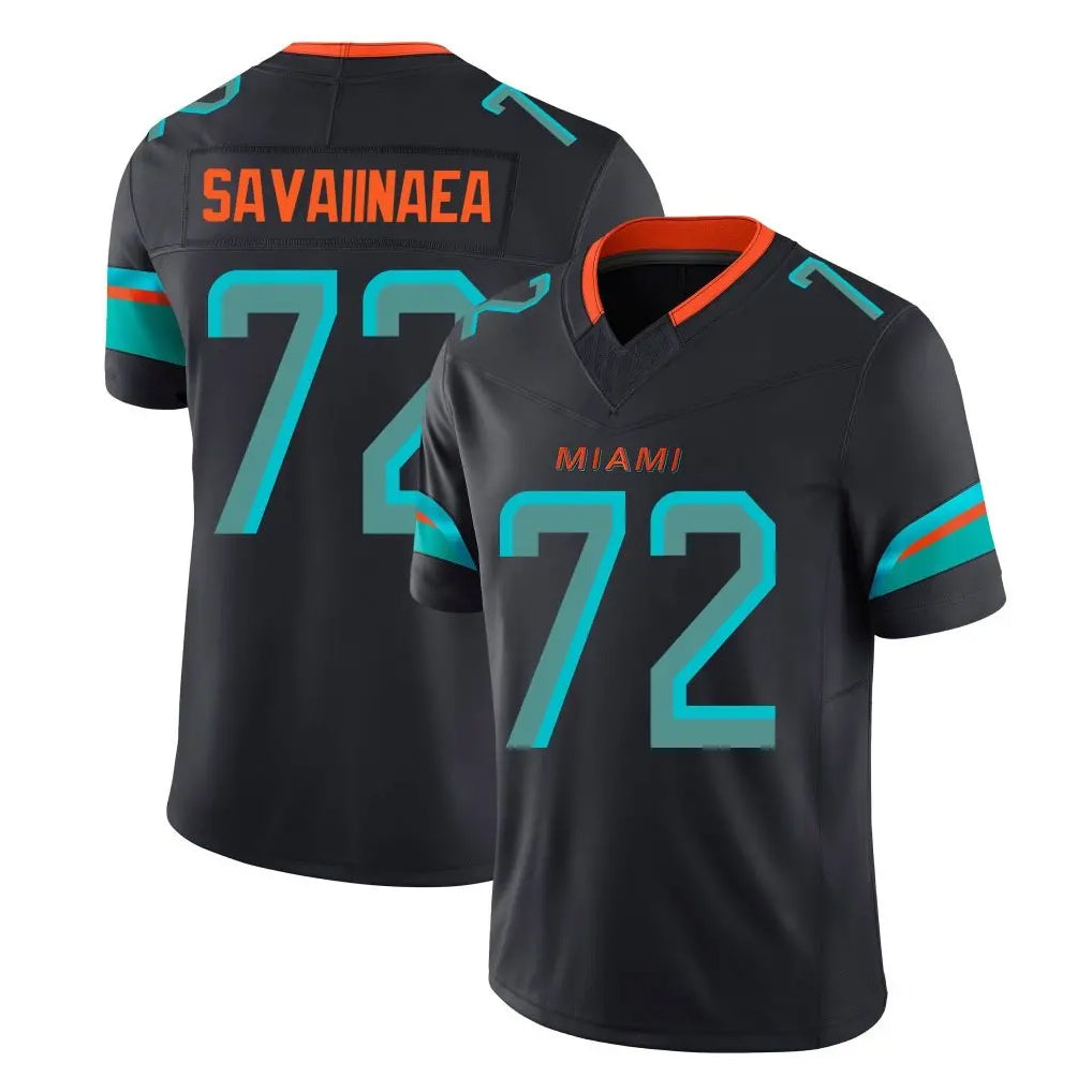M.Dolphins #72 Jonah Savaiinaea Player Black Limited Pitch Rivalries Collection Home Game BALCE Stitched Jerseys