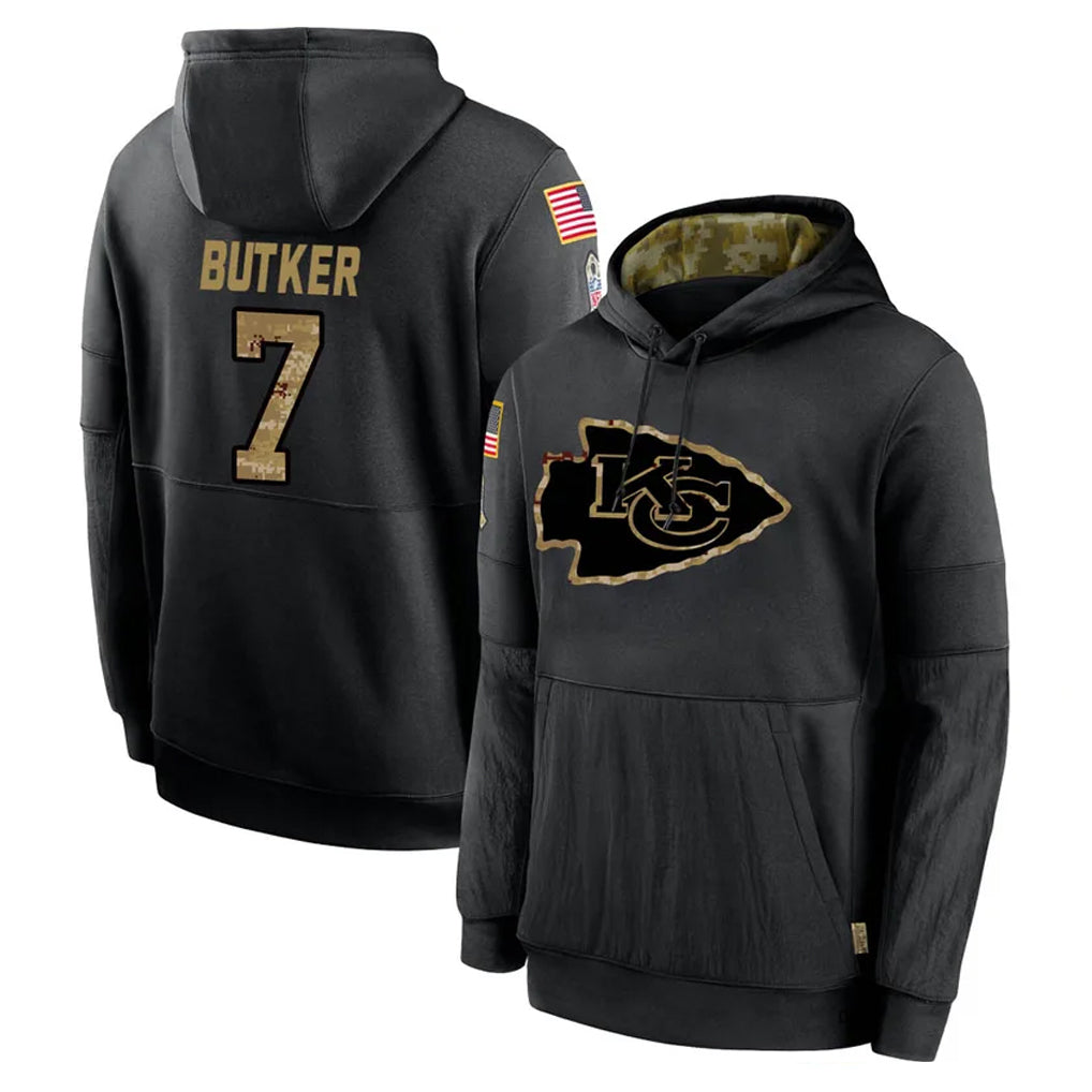 KC.Chiefs #7 Harrison Butker Player Black Salute to Service Hoodies Limited Game BALCE Stitched Jerseys