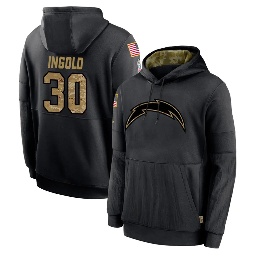 LA.Chargers #30 Alec Ingold Player Black Salute to Service Hoodies Limited Game BALCE Stitched Jerseys