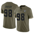 LV.Raiders #98 Maxx Crosby Player Olive Salute To Service Limited BALCE Stitched Jerseys