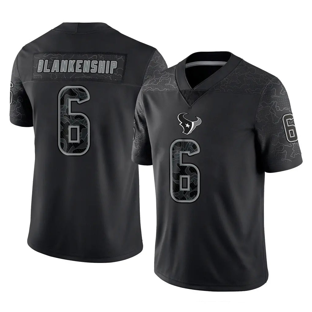 H.Texans #6 Reed Blankenship Player Black Reflective Limited Game BALCE Stitched Jerseys