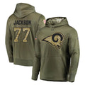 LA.Rams #77 Alaric Jackson Player Olive Salute to Service Pullover Hoodies Home Game BALCE Stitched Jerseys