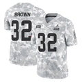 C.Browns #32 Jim Brown Player Arctic Camo Salute to Service Limited Home Game BALCE Stitched Jerseys