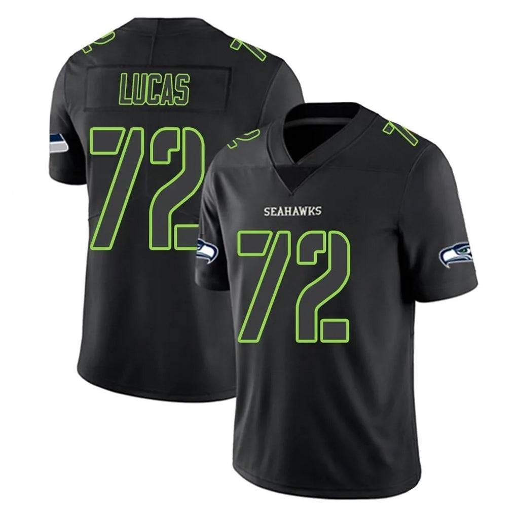 S.Seahawks #72 Abraham Lucas Player Black Impact Limited Home Game BALCE Stitched Jerseys