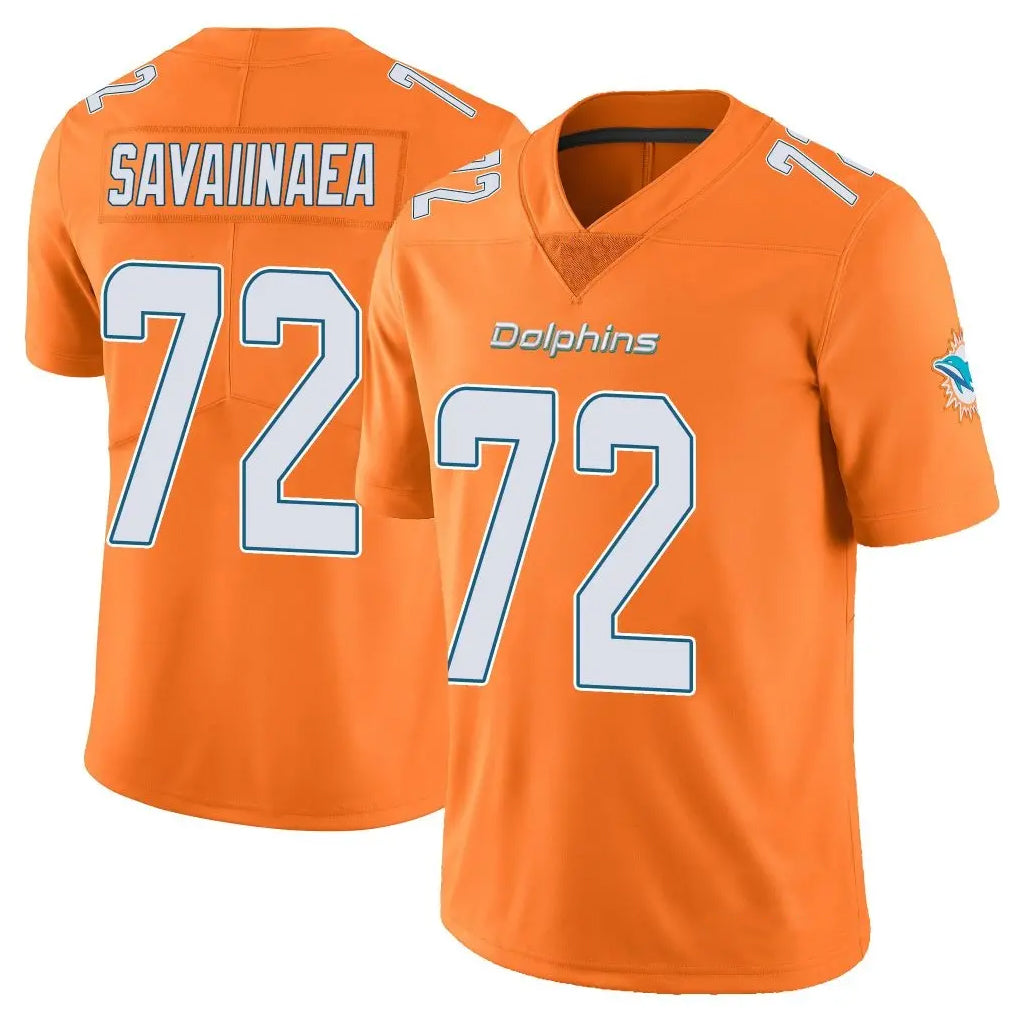 M.Dolphins #72 Jonah Savaiinaea Player Orange Limited Home Game BALCE Stitched Jerseys