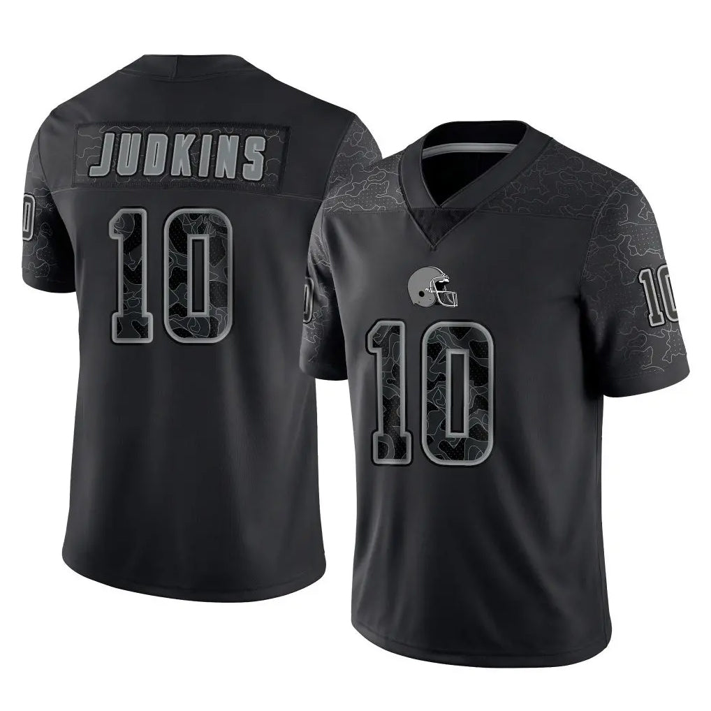 C.Browns #10 Quinshon Judkins Player Black Reflective Home Game BALCE Stitched Jerseys