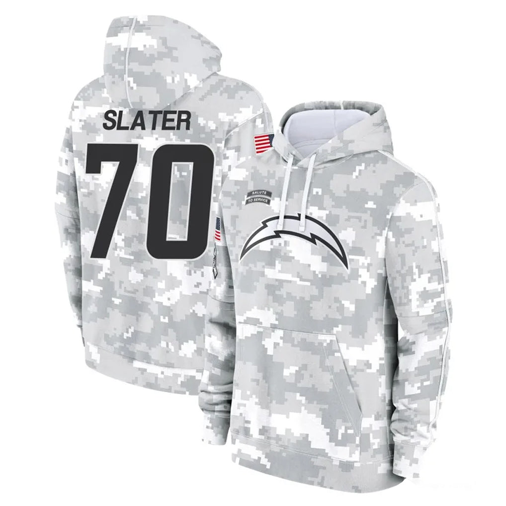 LA.Chargers #70 Rashawn Slater Player Arctic Camo Salute to Service Hoodies Limited Game BALCE Stitched Jerseys