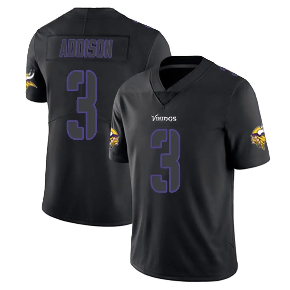 M.Vikings #3 Jordan Addison Player Black Impact LImited Home Game BALCE Stitched Jerseys