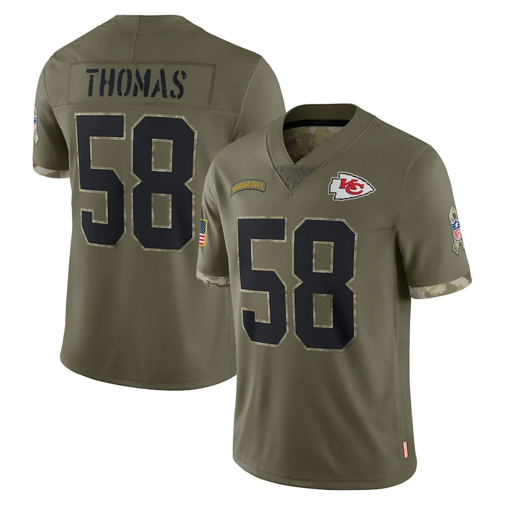KC.Chiefs #58 Derrick Thomas Player Olive Salute To Service Limited BALCE Stitched Jerseys