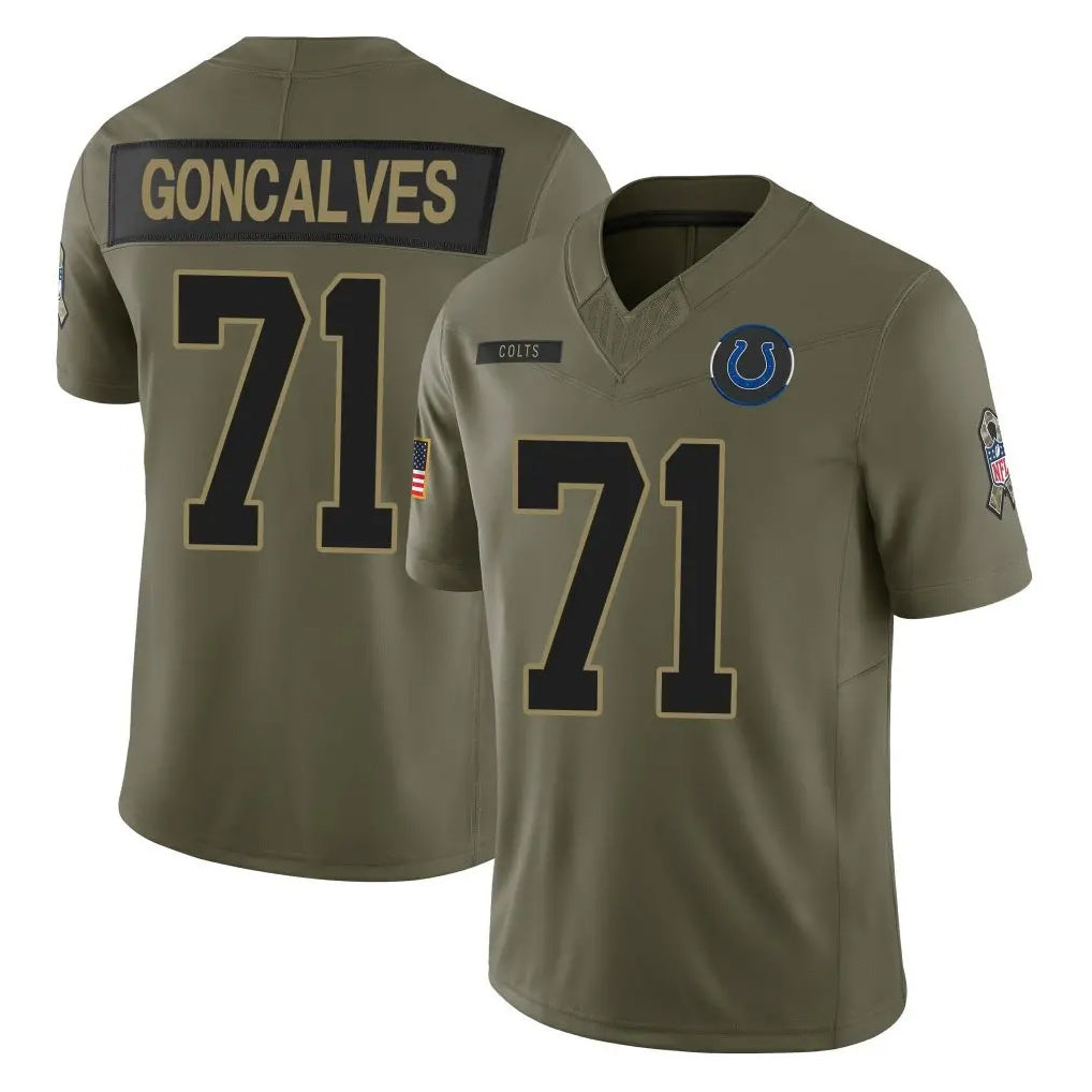 IN.Colts #71 Matt Goncalves Player Olive 2025 Salute To Service Limited Game BALCE Stitched Jerseys