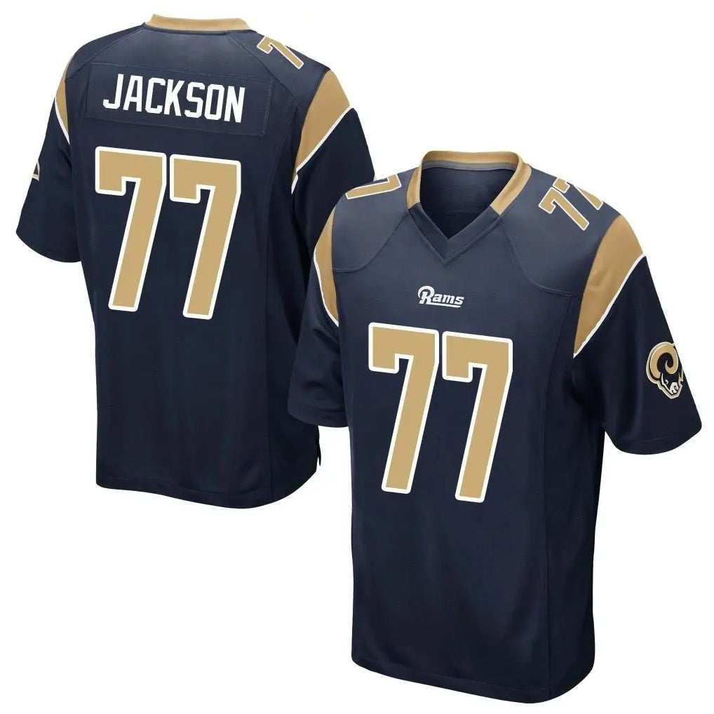 LA.Rams #77 Alaric Jackson Player Navy Home Game BALCE Stitched Jerseys