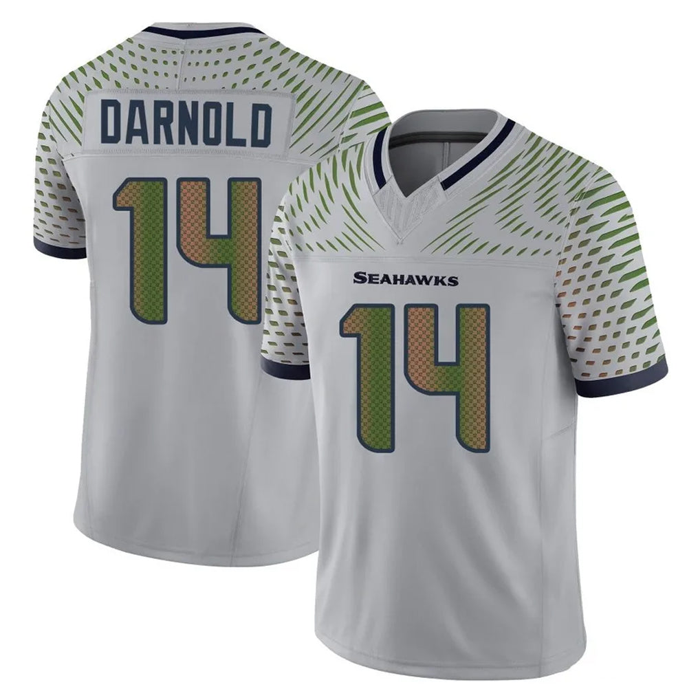 S.Seahawks #14 Sam Darnold Player Grey Limited 2025 Rivalries Collection Home Game BALCE Stitched Jerseys